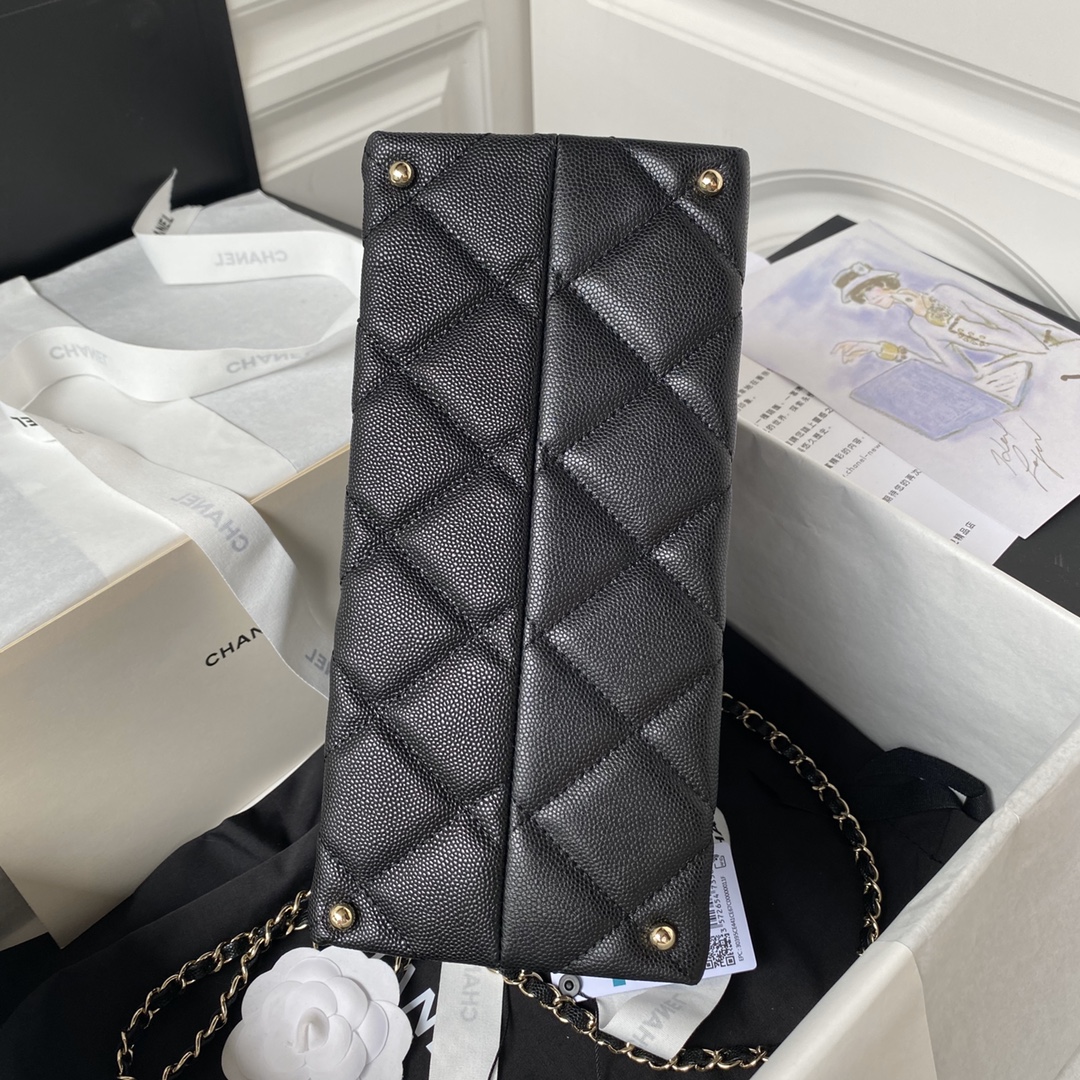 [TOP] CHANEL Kelly Bag Calfskin 25x18x11.5cm - Black