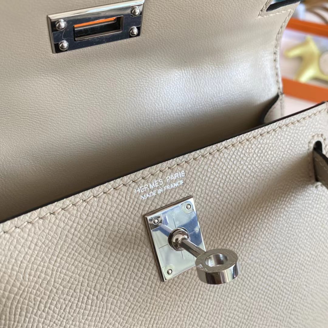 [TOP] HERMES Mini Kelly II Epsom Leather 19cm - Taupe
