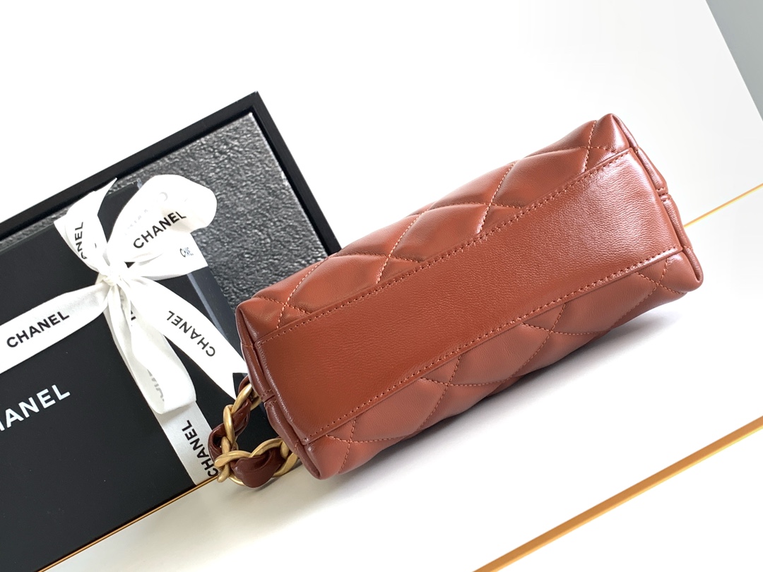 [TOP] CHANEL Hobo Bag 22.5x19.5x8.5cm - Brown