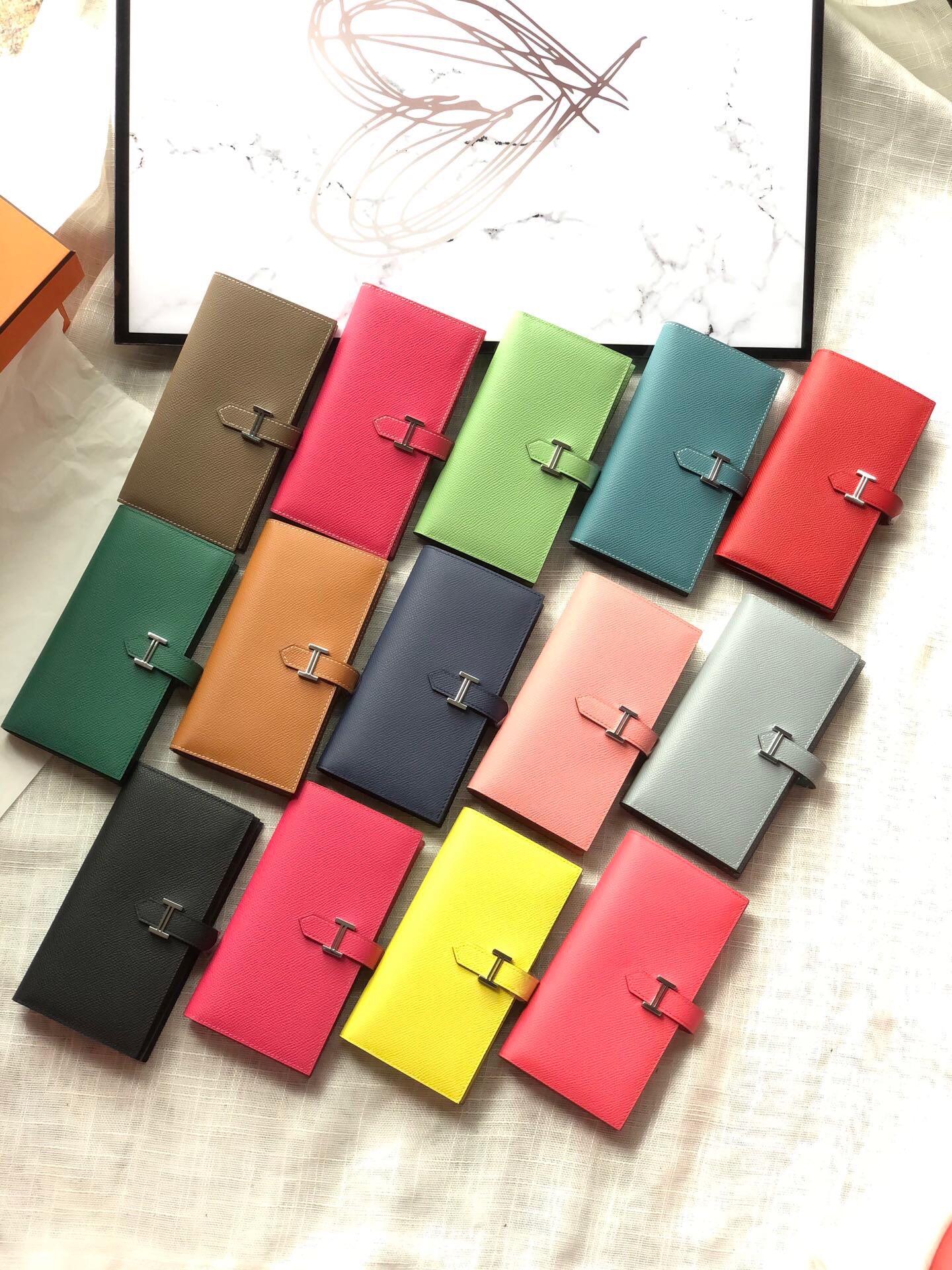 [TOP] HERMES Bearn Wallet Epsom Leather 17.5/9.5cm - 15 Colors