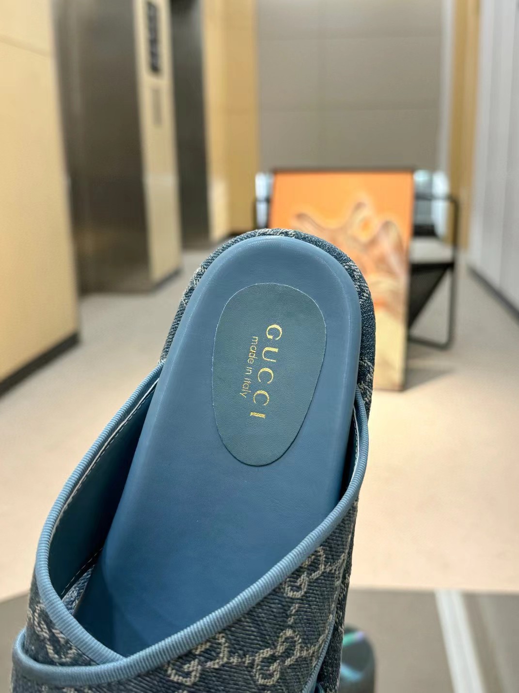 [TOP] GUCCI Denim Sandals Platform - Blue