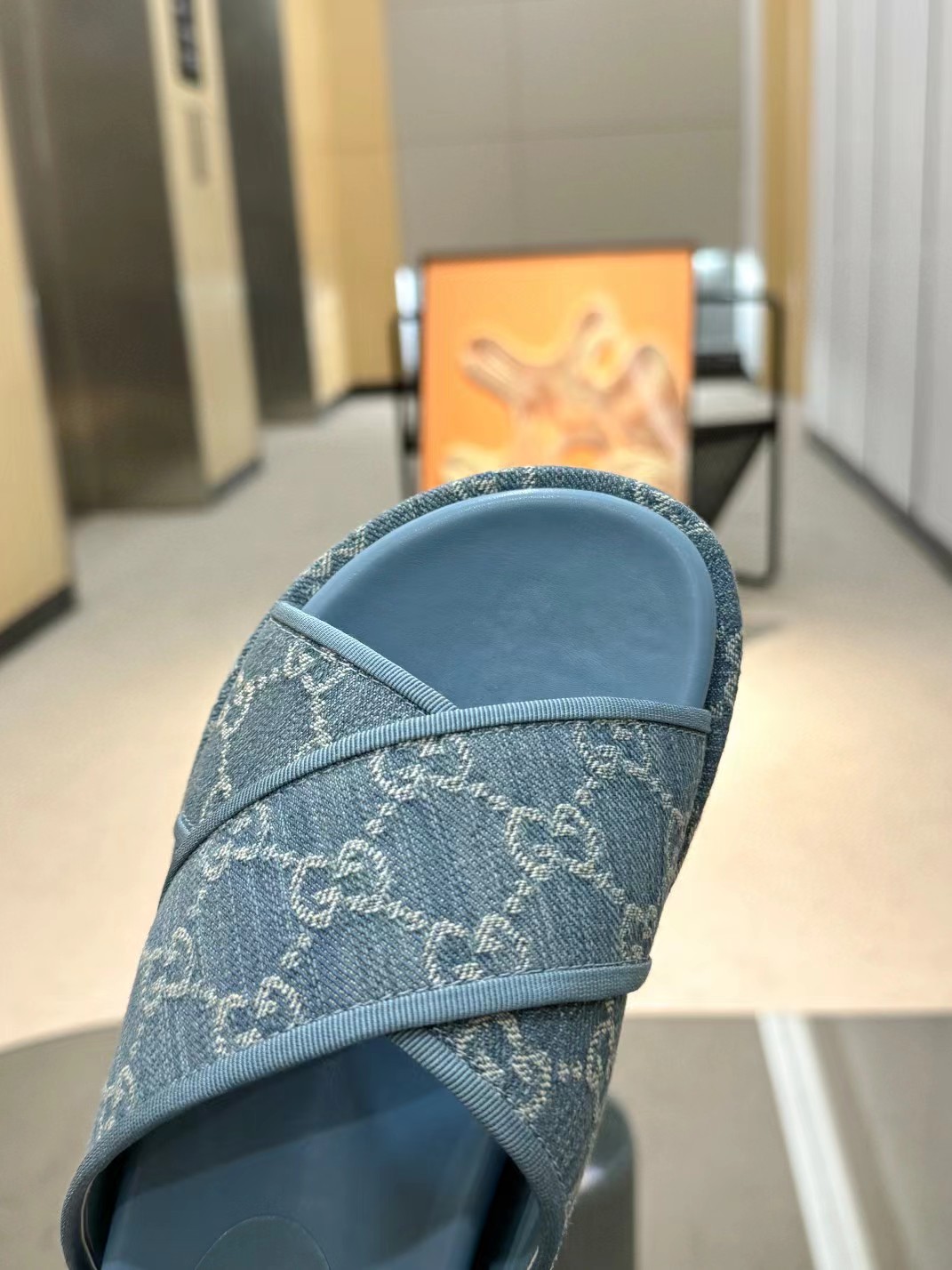 [TOP] GUCCI Denim Sandals Platform - Blue