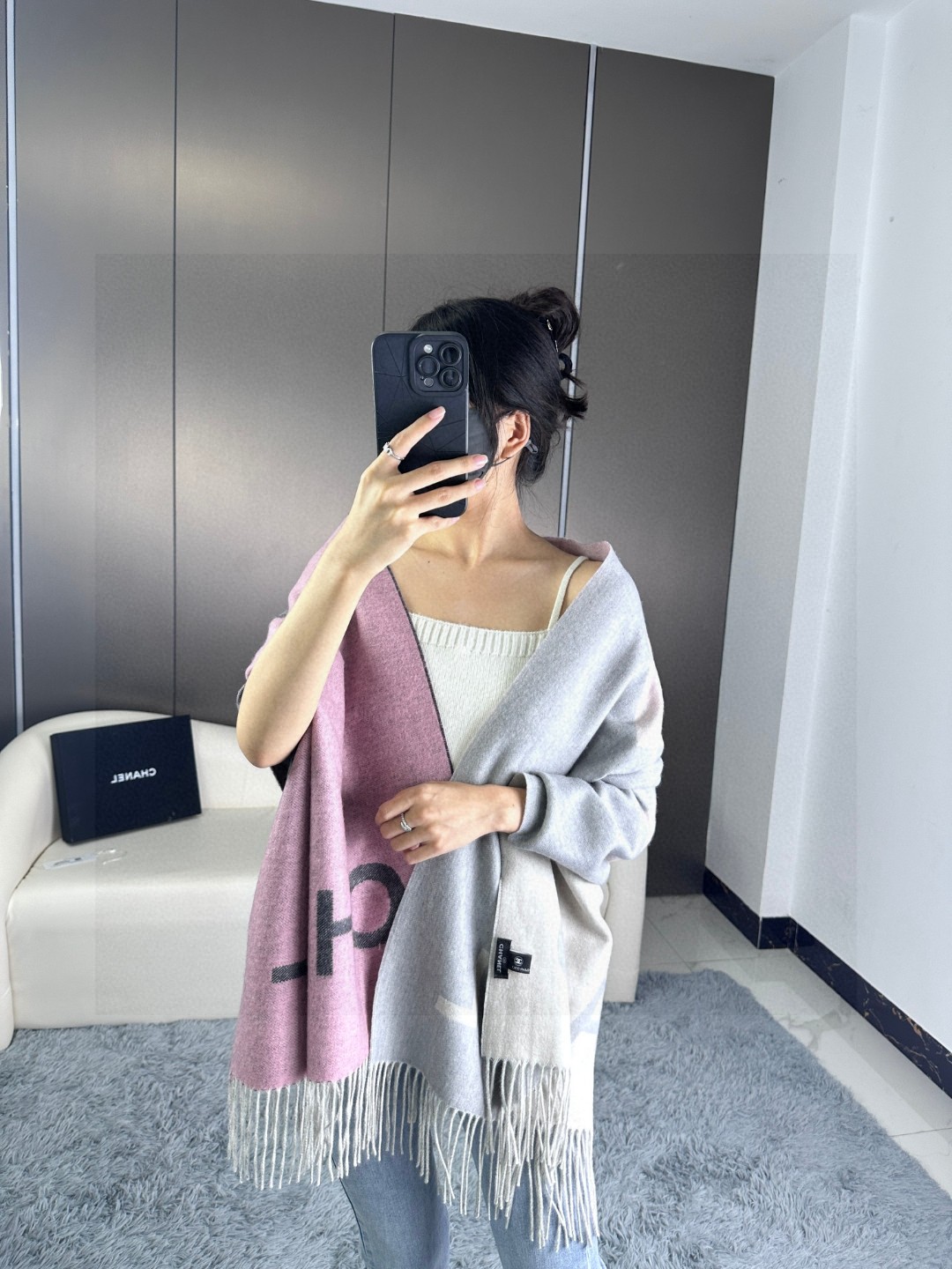 [TOP] CHANEL Cashmere Scarf 70 x 180 cm