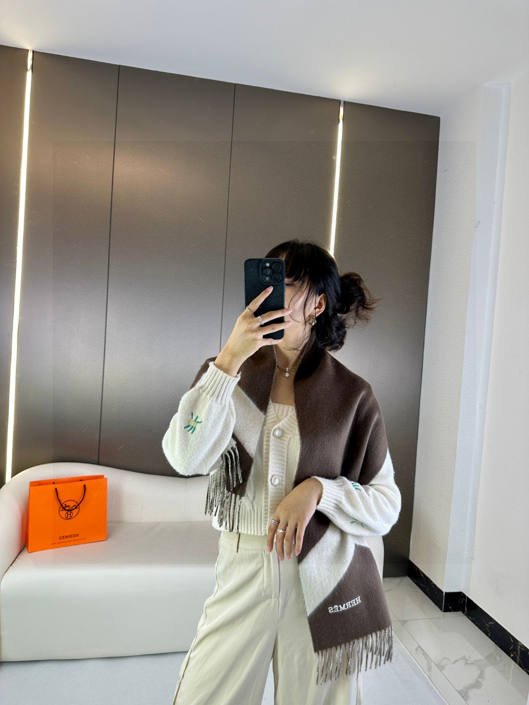 [TOP] HERMES Cashmere Scarf 30 x 150 cm - 3 Colors