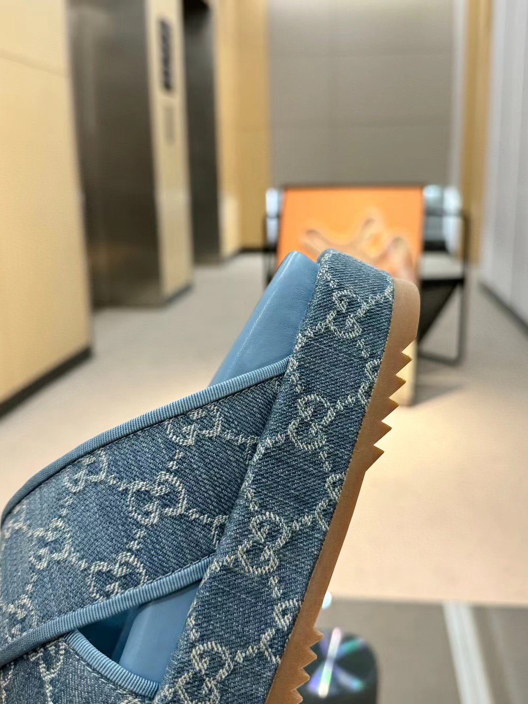 [TOP] GUCCI Denim Sandals Platform - Blue