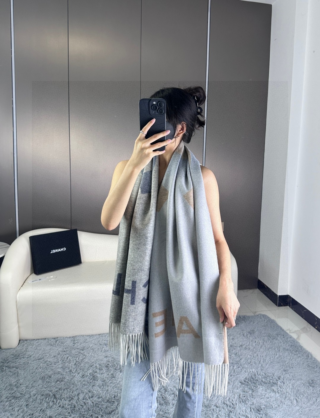 [TOP] CHANEL Cashmere Scarf 70 x 180 cm