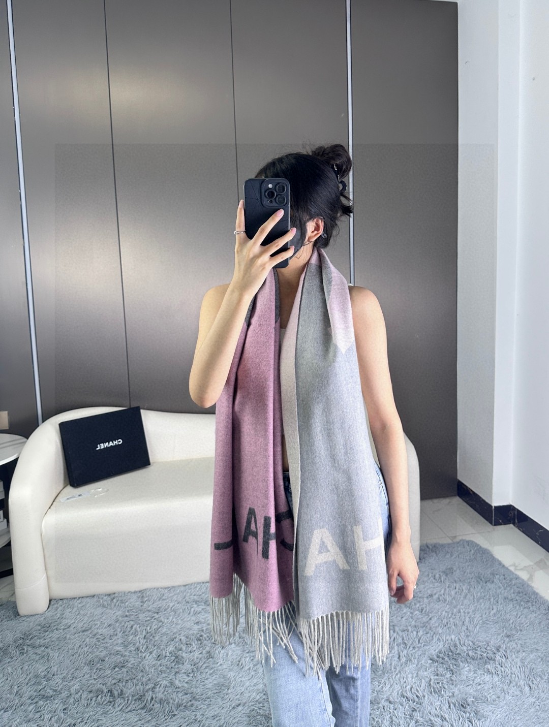 [TOP] CHANEL Cashmere Scarf 70 x 180 cm