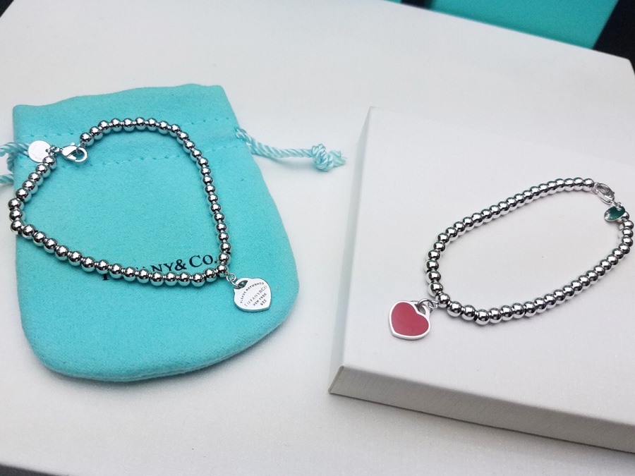 [TOP] Tiffany & Co. Mini Heart Tag Bead Bracelet-Sliver