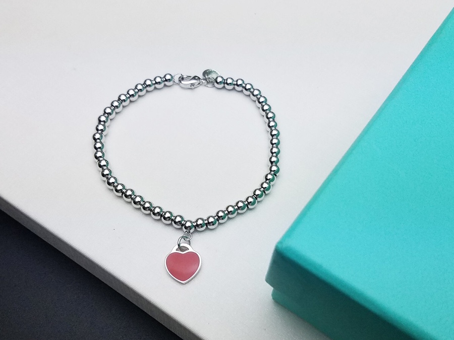 [TOP] Tiffany & Co. Mini Heart Tag Bead Bracelet-Sliver