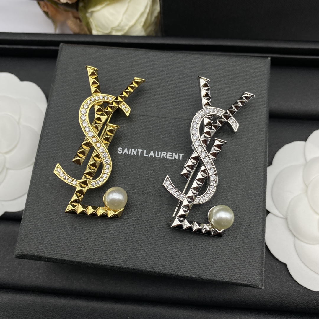 [TOP] Yves Saint Laurent YSL Brooch-2 Colors