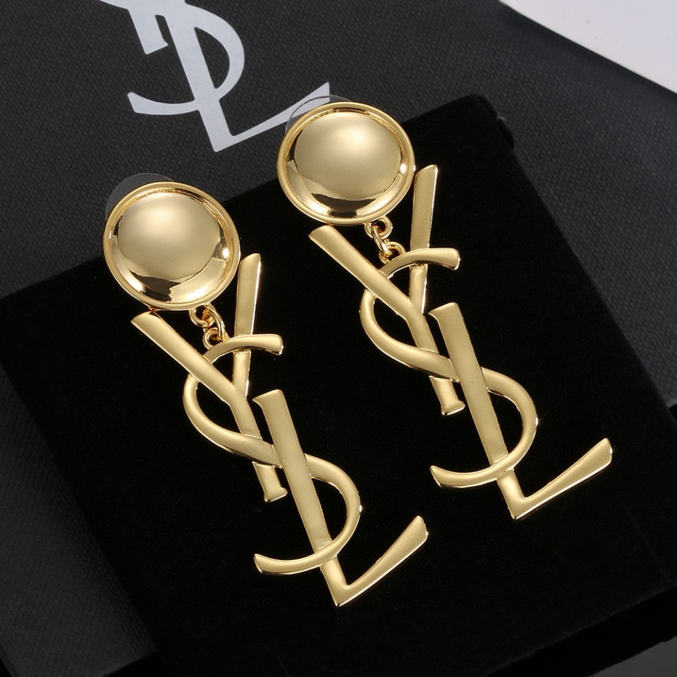 [TOP] Yves Saint Laurent YSL Pearl Earrings - Gold