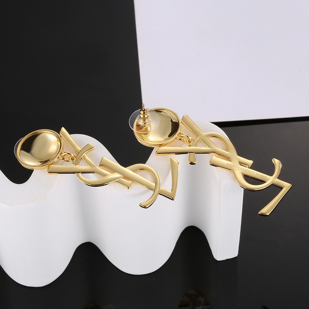 [TOP] Yves Saint Laurent YSL Pearl Earrings - Gold