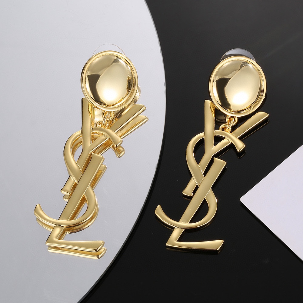 [TOP] Yves Saint Laurent YSL Pearl Earrings - Gold