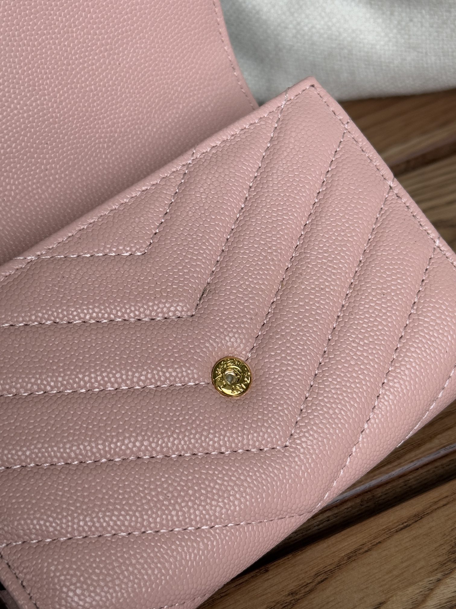 [TOP] Yves Saint Laurent YSL Two Fold Calf Leather Wallet