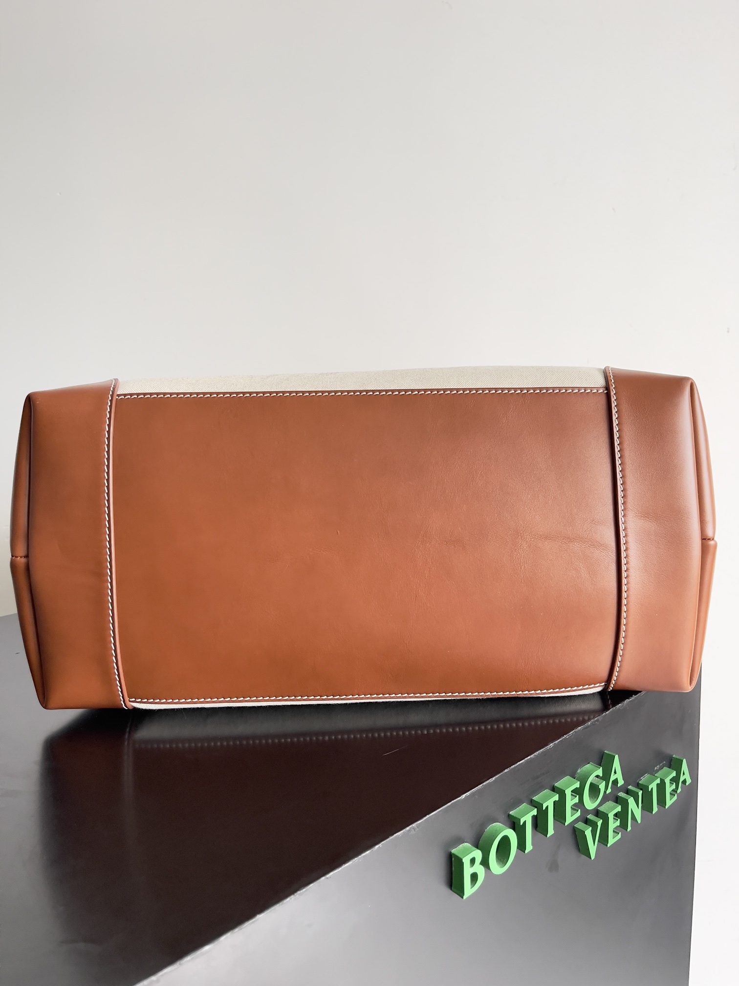 [TOP] Bottega Veneta BV Leather Canvas Tote Bag 40*48*20cm - Chestnut Brown