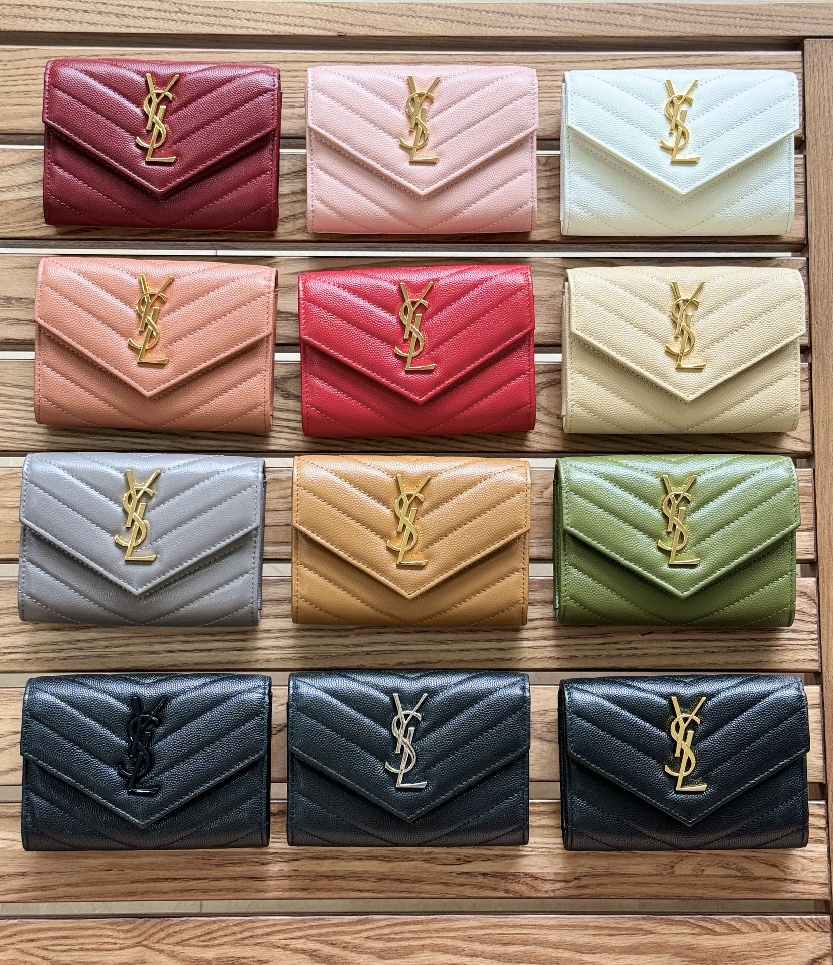 [TOP] Yves Saint Laurent YSL Two Fold Calf Leather Wallet