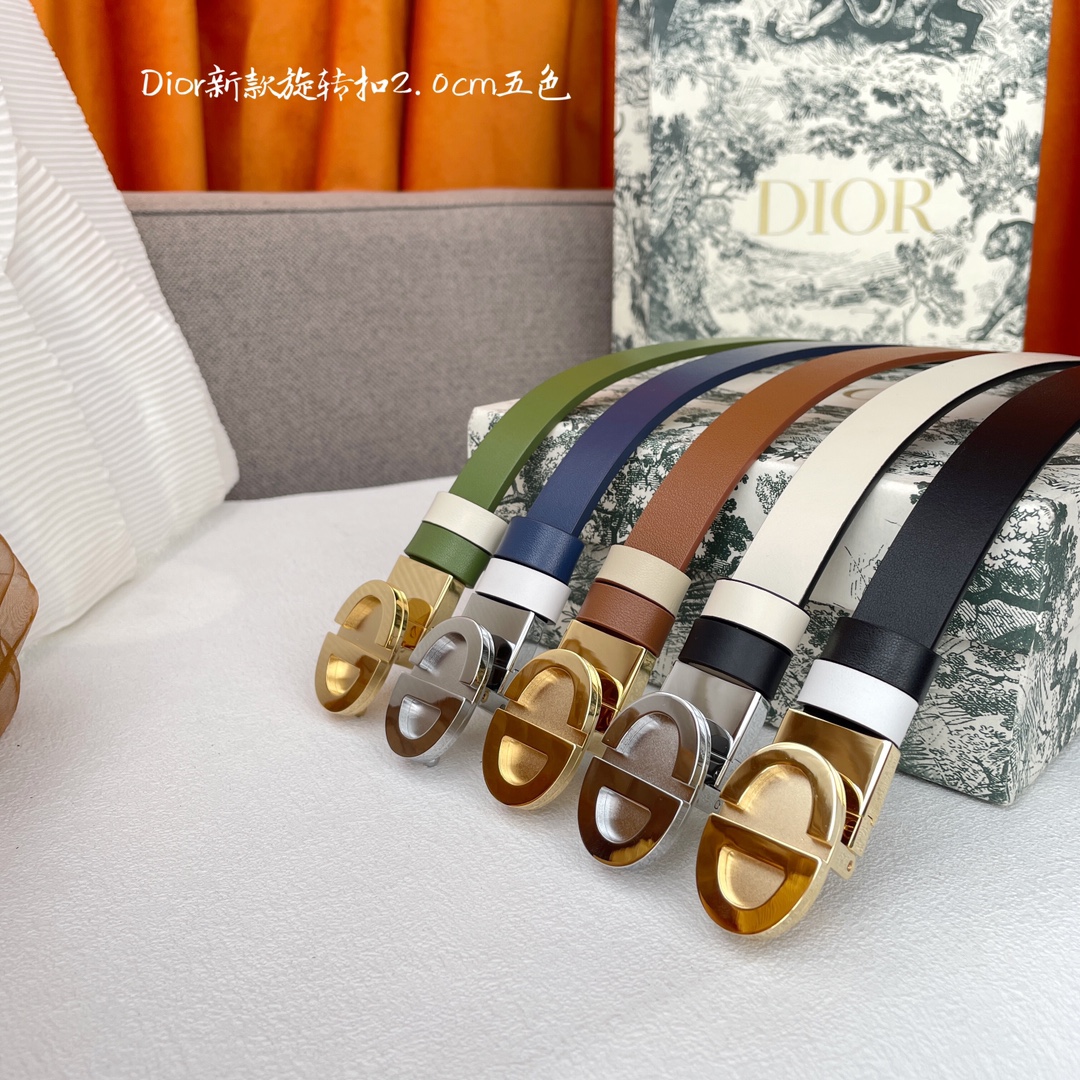 [TOP] Christian Dior Calfskin Double-Sided Belts 2CM - 5 Colors