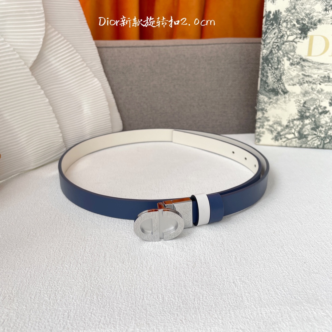[TOP] Christian Dior Calfskin Double-Sided Belts 2CM - 5 Colors