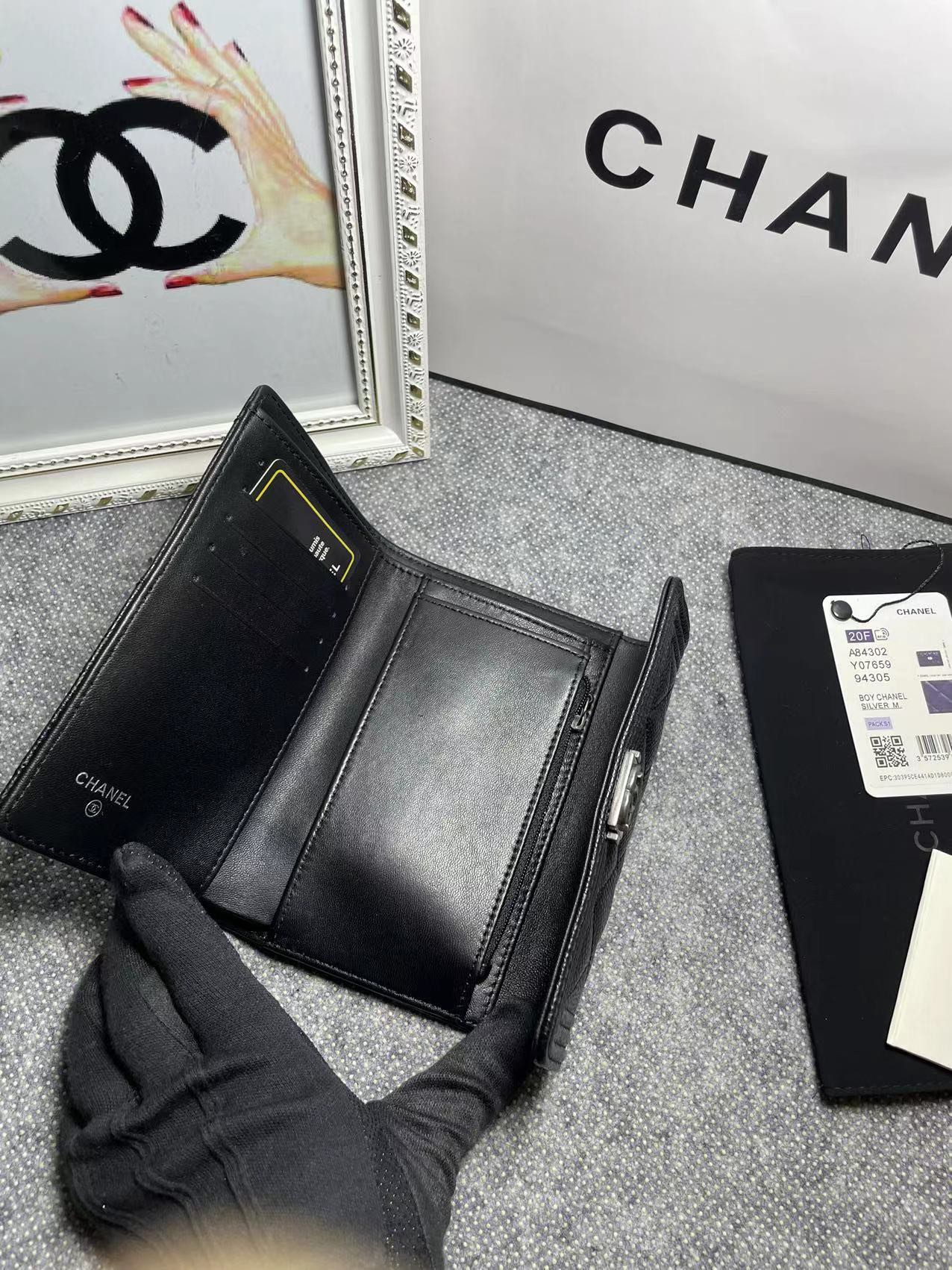 [TOP] CHANEL Le Boy Wallet Cowhide 10.5*15*3cm - Black