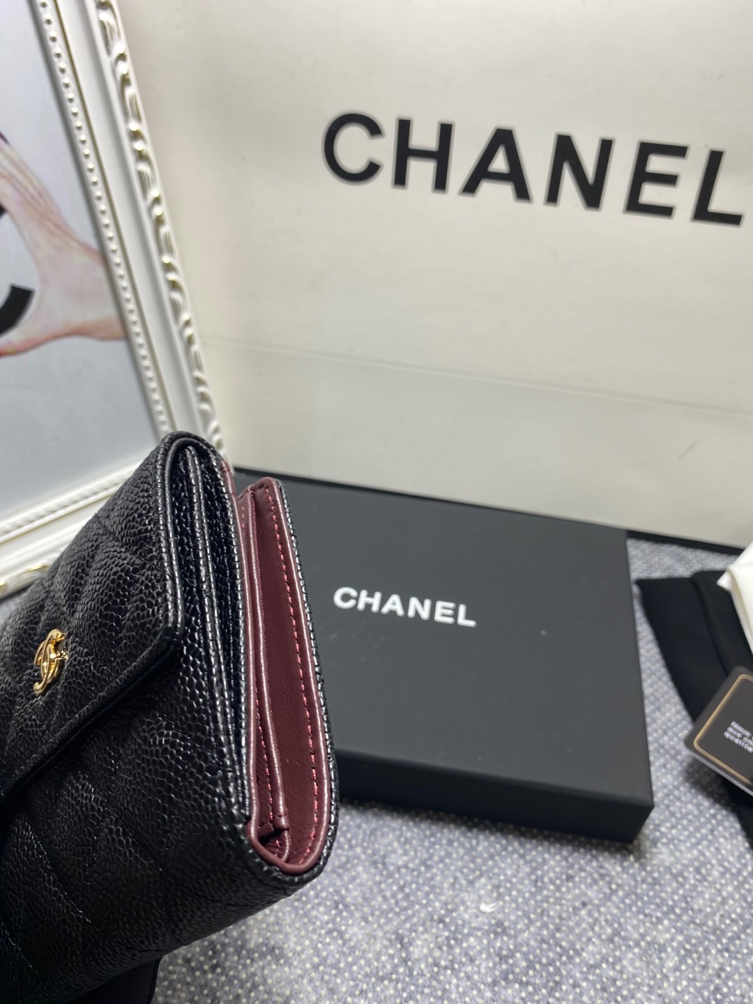 [TOP] CHANEL Wallet Cowhide 11*10*3cm - Black