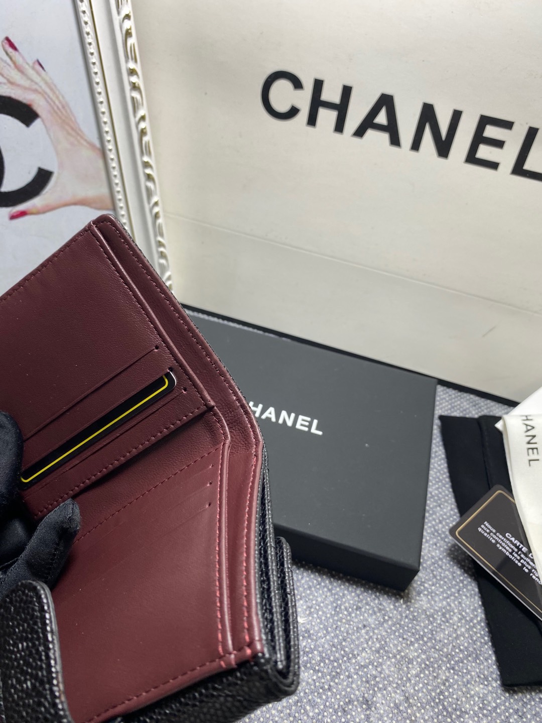 [TOP] CHANEL Wallet Cowhide 11*10*3cm - Black