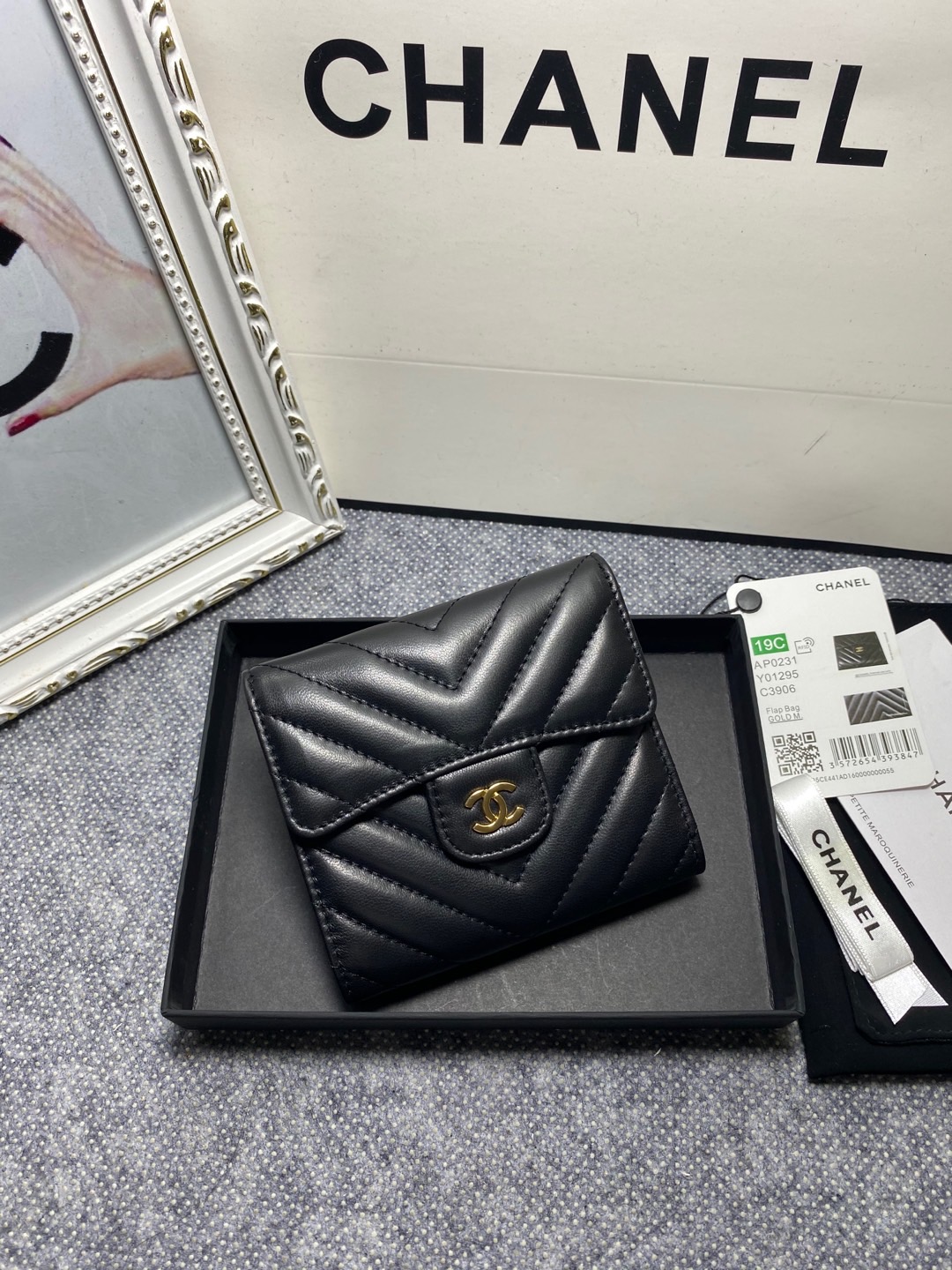 [TOP] CHANEL Wallet Lambskin 12*10*3.5cm - Black