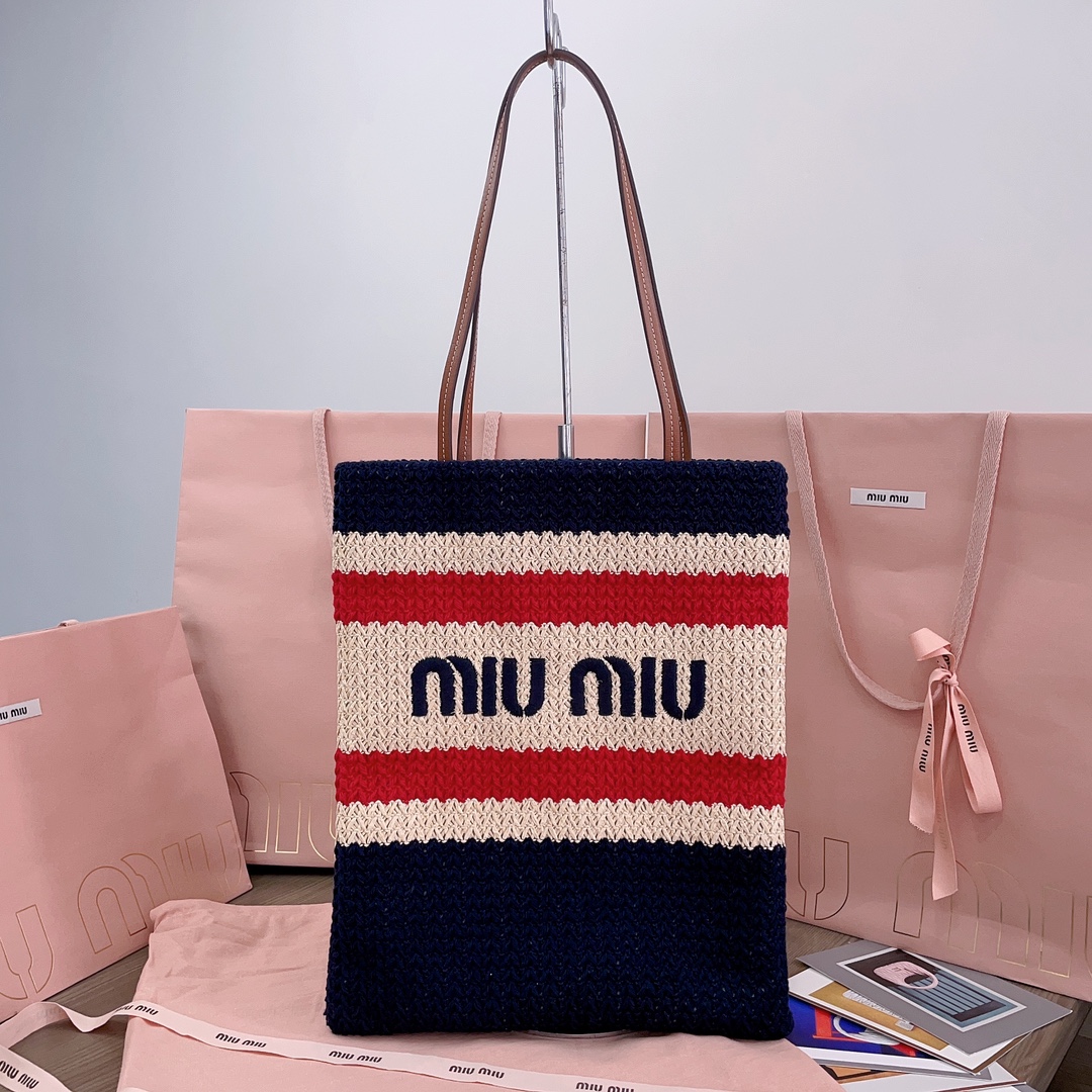 [TOP] Miu Miu Woven Tote Bag 30X38CM