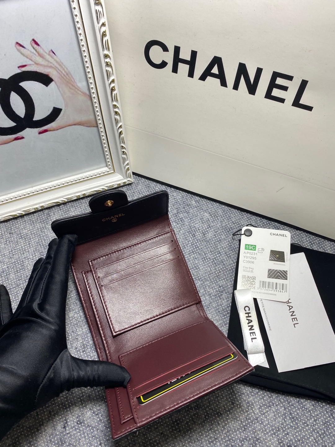 [TOP] CHANEL Wallet Lambskin 12*10*3.5cm - Black