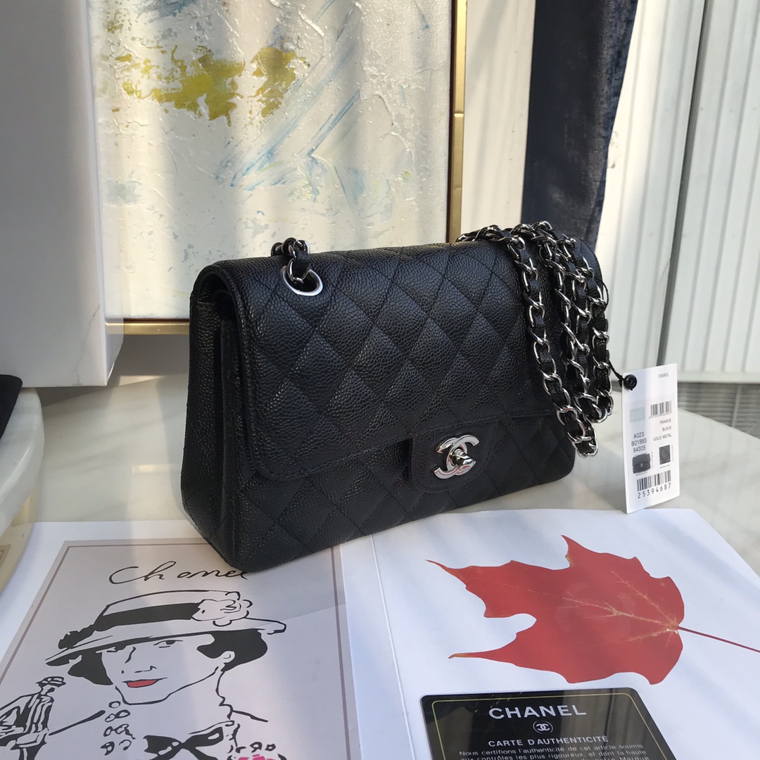 [TOP] CHANEL Handle Flap Bag Small Size 23 x 14 x 7 cm- Black