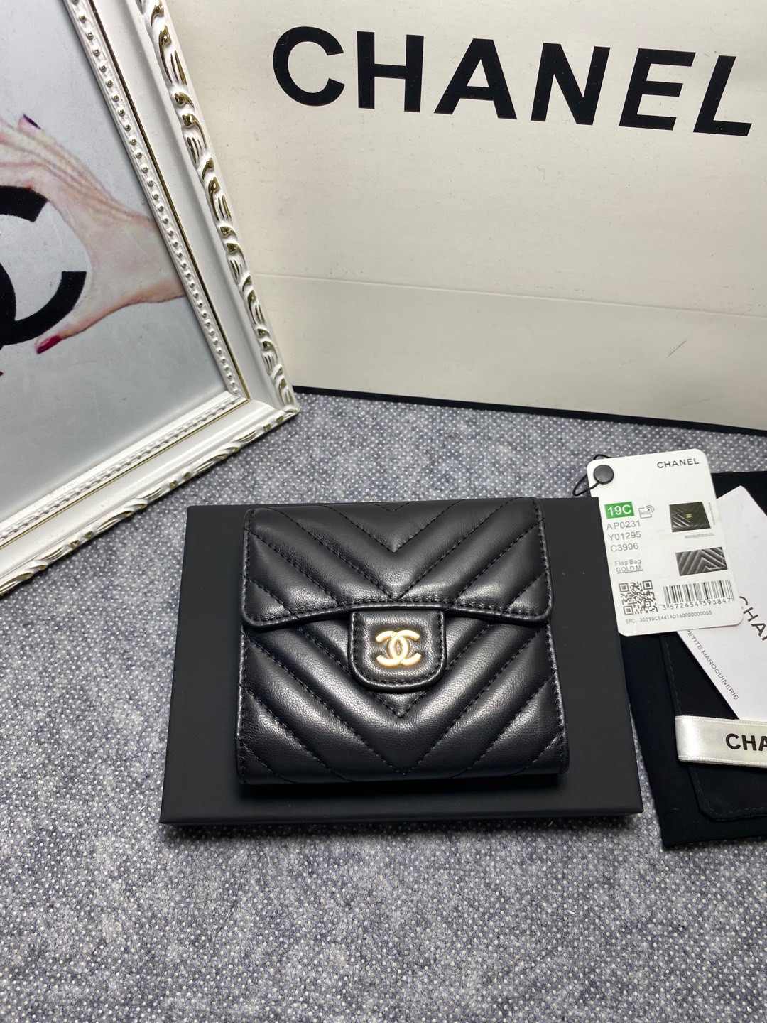 [TOP] CHANEL Wallet Lambskin 12*10*3.5cm - Black
