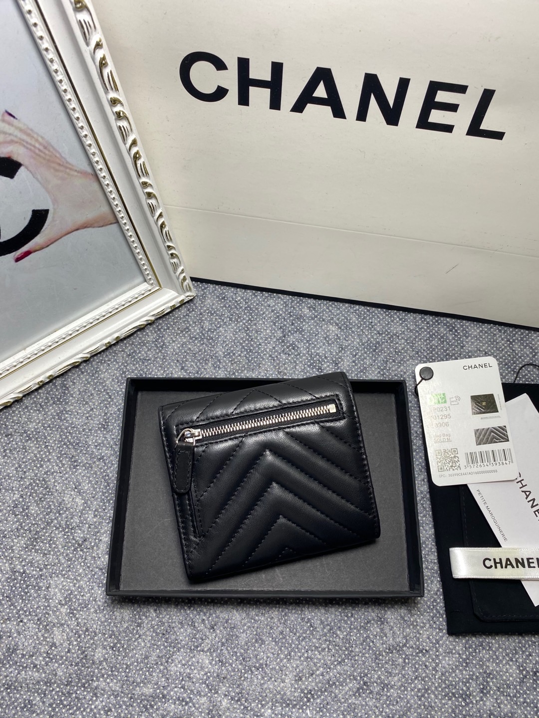 [TOP] CHANEL Wallet Lambskin 12*10*3.5cm - Black