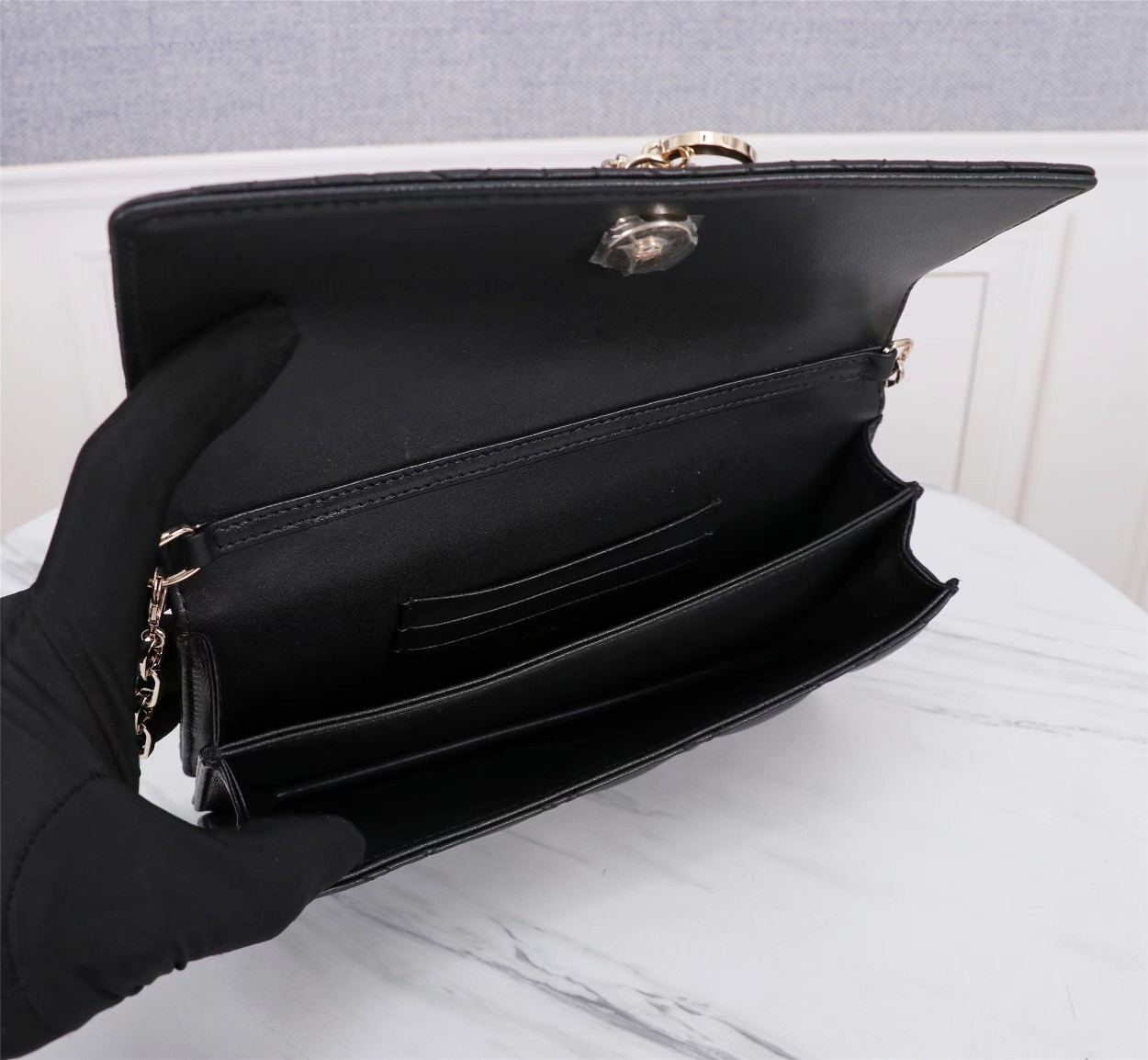[TOP] Christian Dior Lady Christian Dior Phone Pouch Bag 21 x 11.5 x 4.5 cm - Black - 711 Luxury