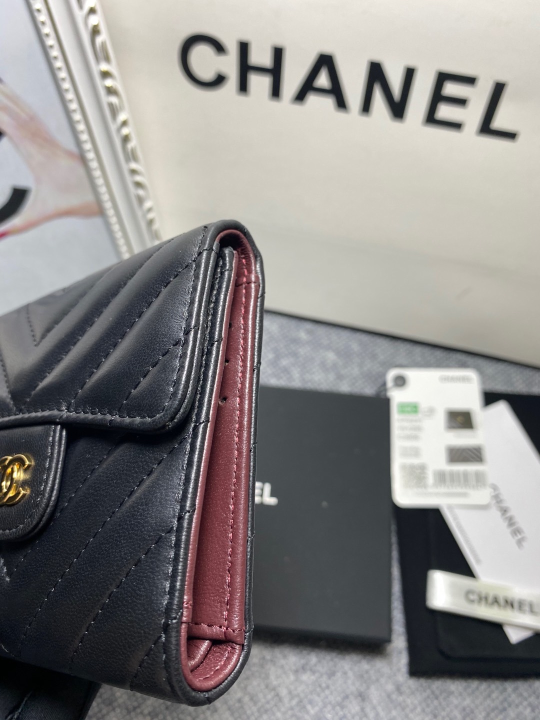 [TOP] CHANEL Wallet Lambskin 12*10*3.5cm - Black
