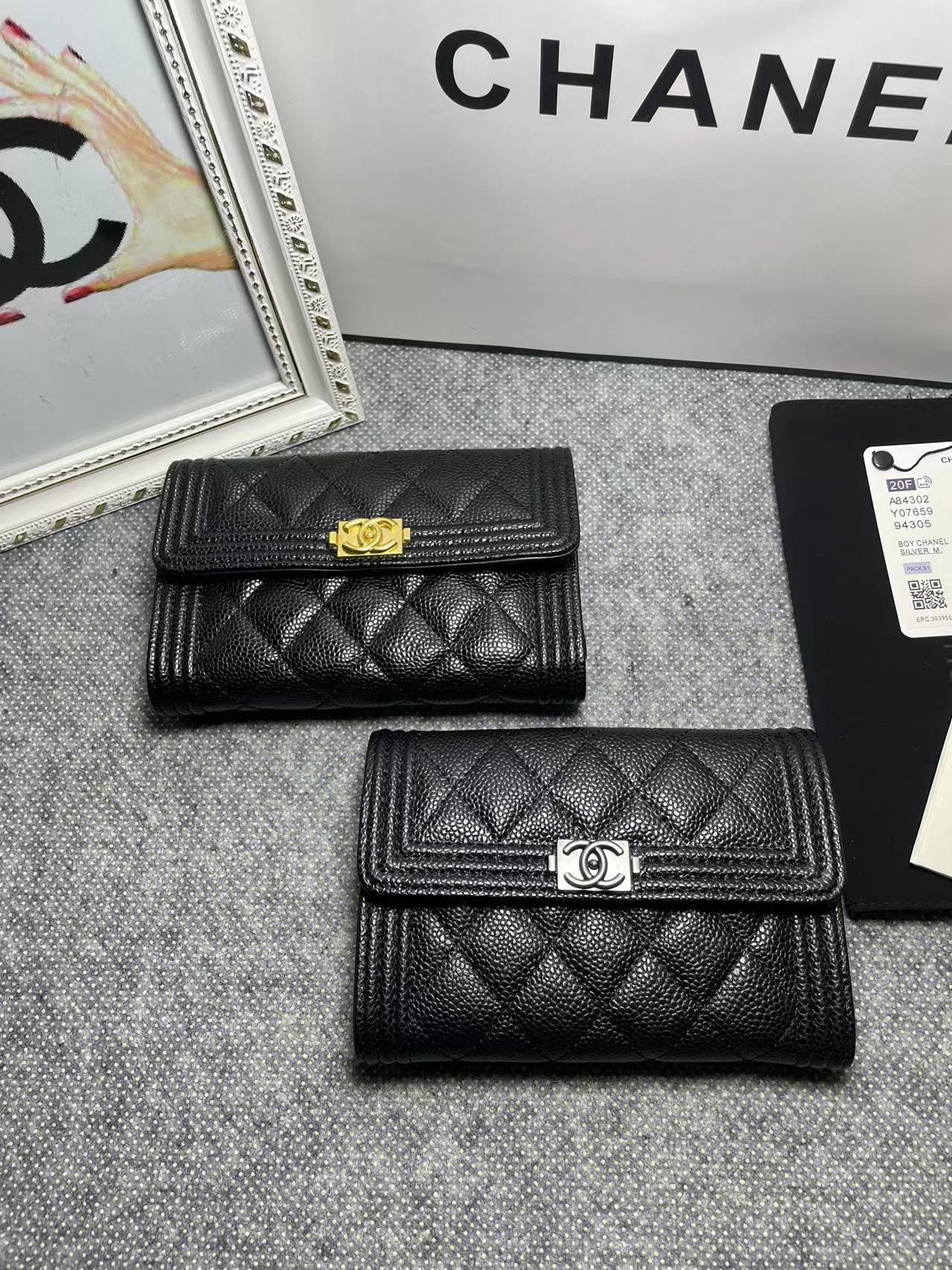 [TOP] CHANEL Le Boy Wallet Cowhide 10.5*15*3cm - Black