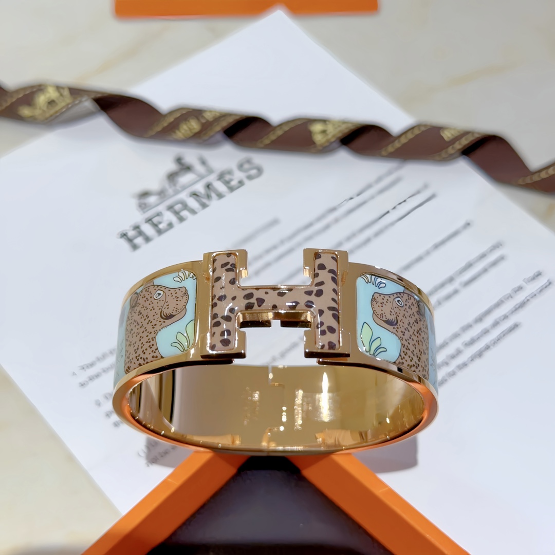 [TOP] HERMES Wide Enamel Bracelet -2 Colors