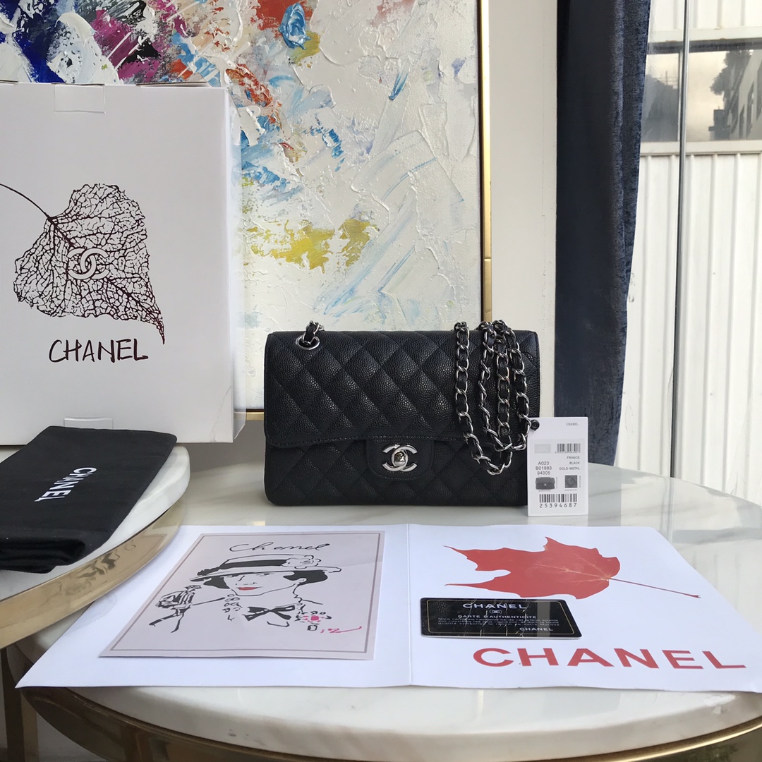 [TOP] CHANEL Handle Flap Bag Small Size 23 x 14 x 7 cm- Black