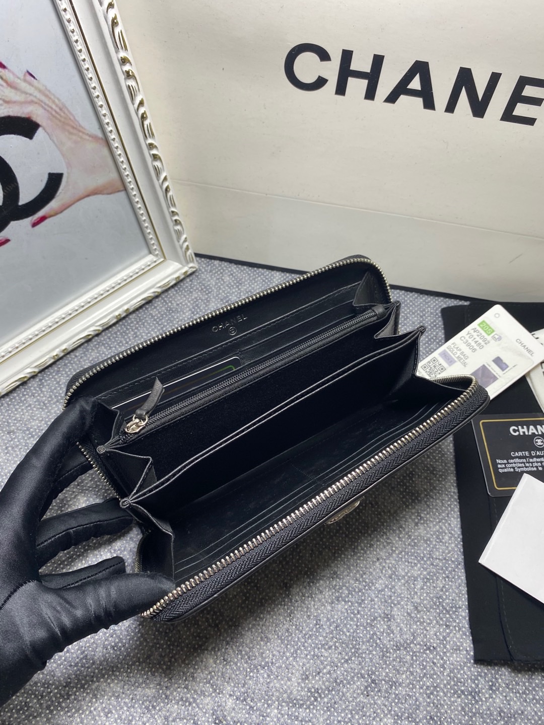 [TOP] CHANEL Le Boy Wallet Lambskin 10.5*19.*3cm - Black