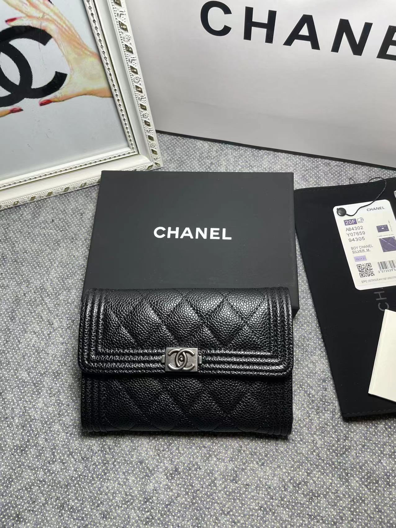 [TOP] CHANEL Le Boy Wallet Cowhide 10.5*15*3cm - Black