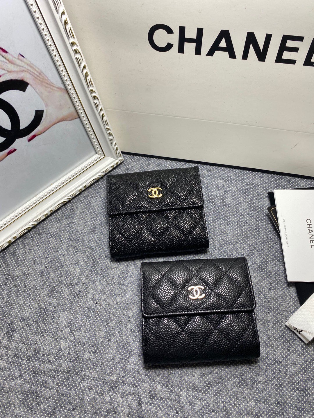 [TOP] CHANEL Wallet Cowhide 11*10*3cm - Black