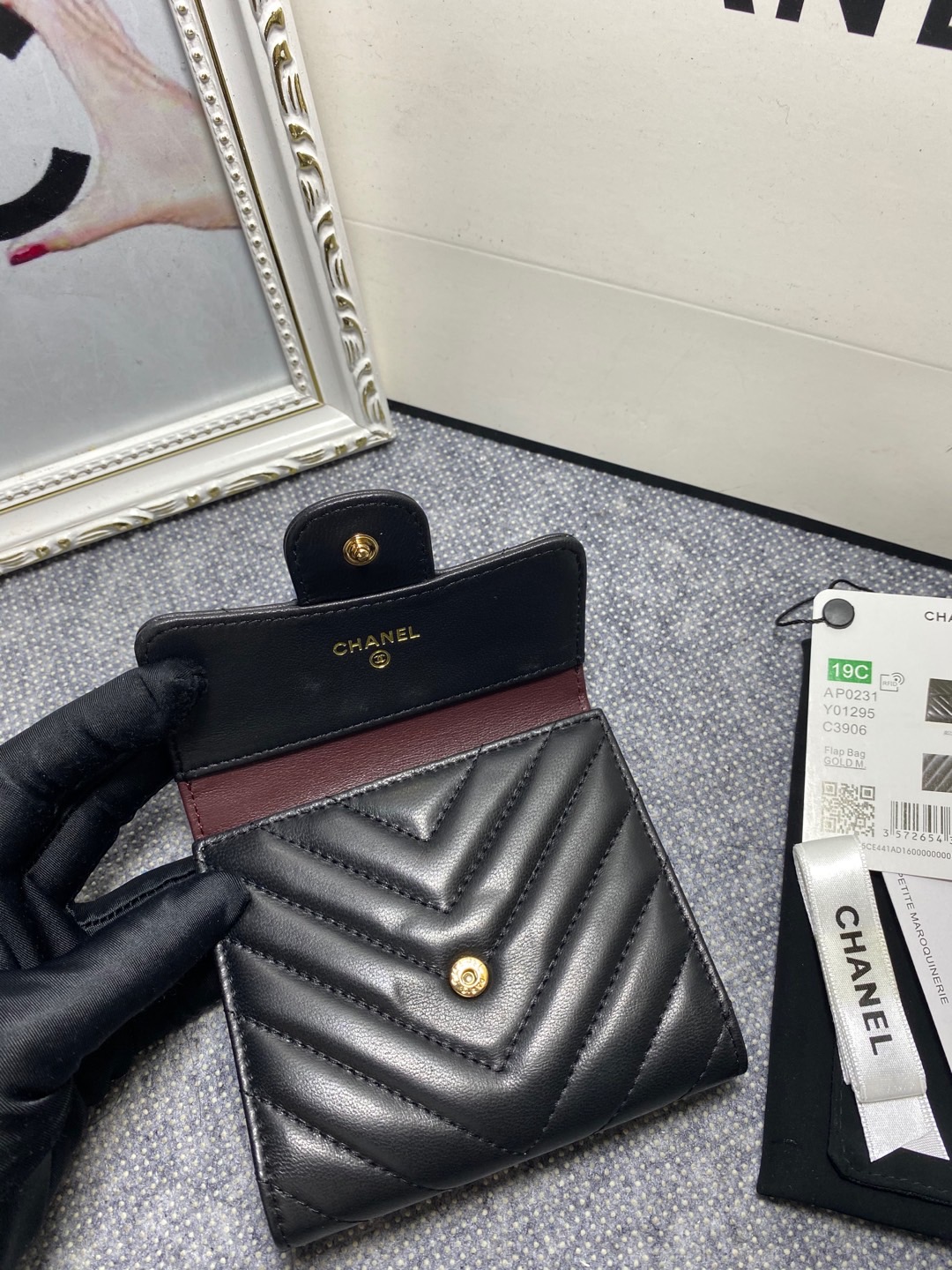 [TOP] CHANEL Wallet Lambskin 12*10*3.5cm - Black