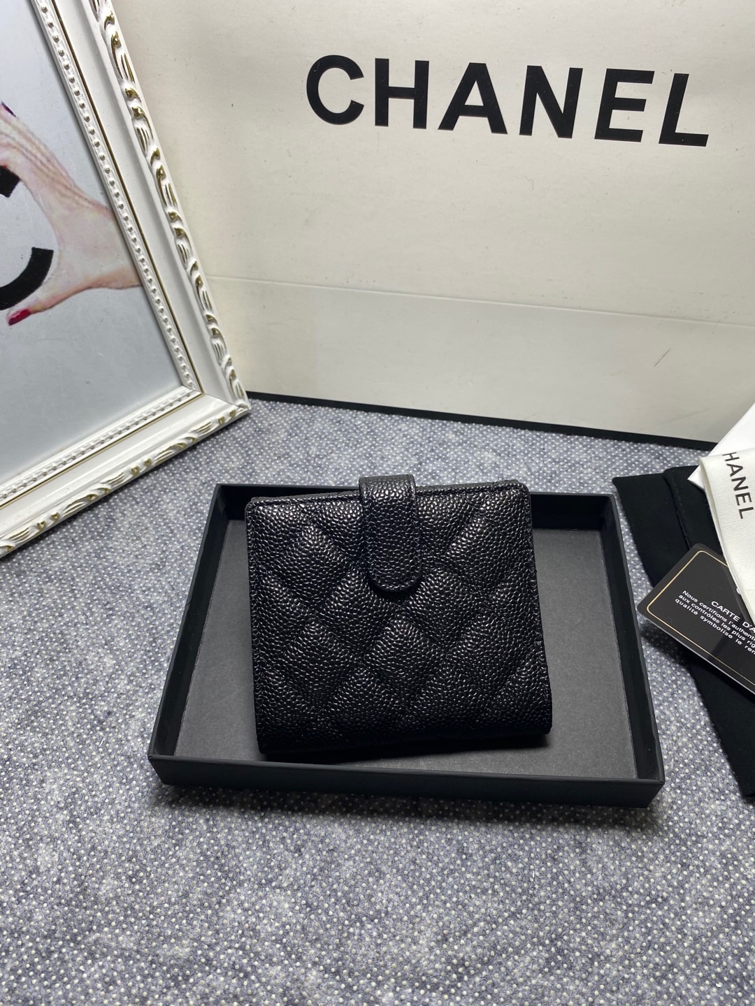 [TOP] CHANEL Wallet Cowhide 11*10*3cm - Black