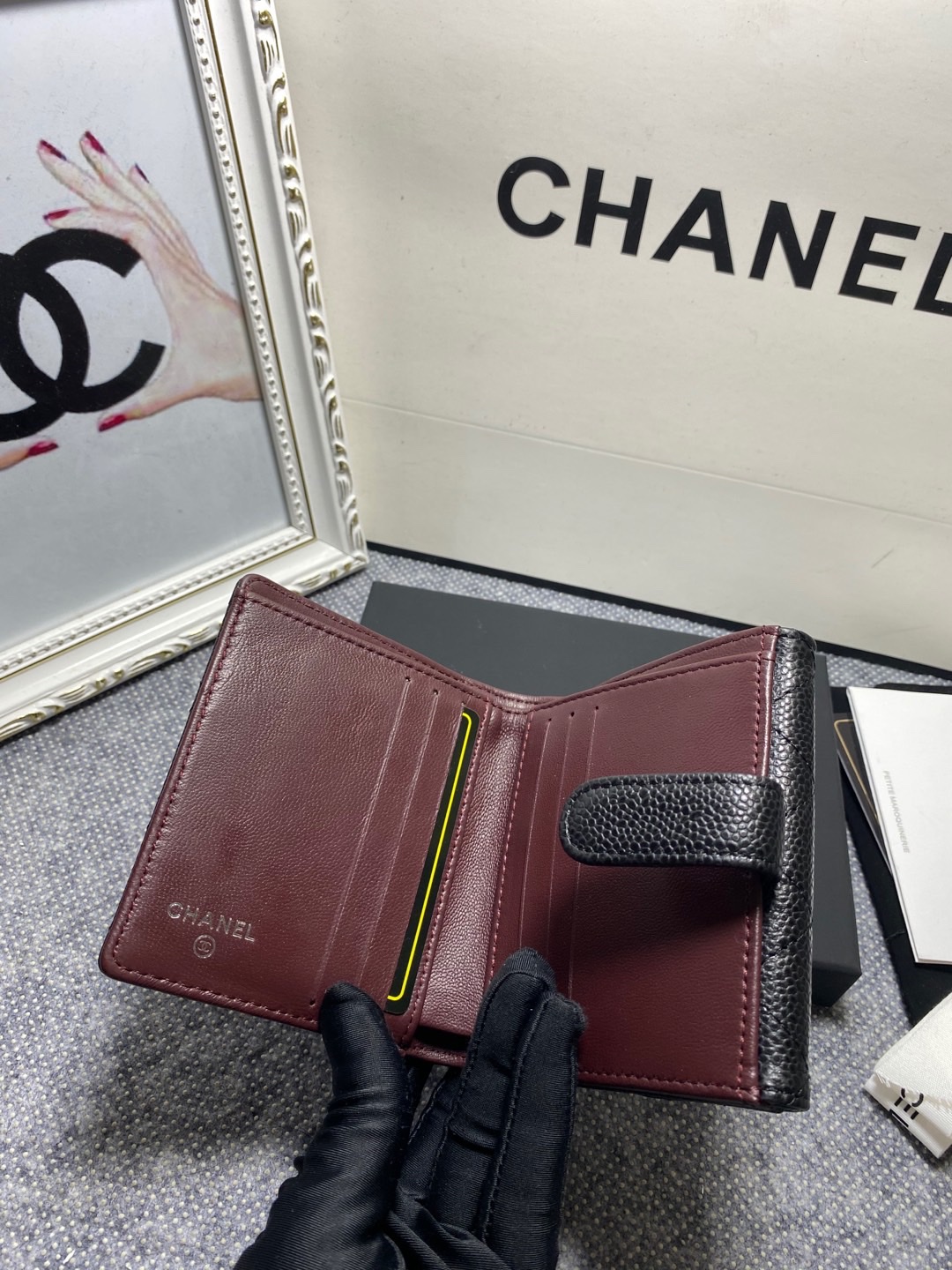 [TOP] CHANEL Wallet Cowhide 11*10*3cm - Black