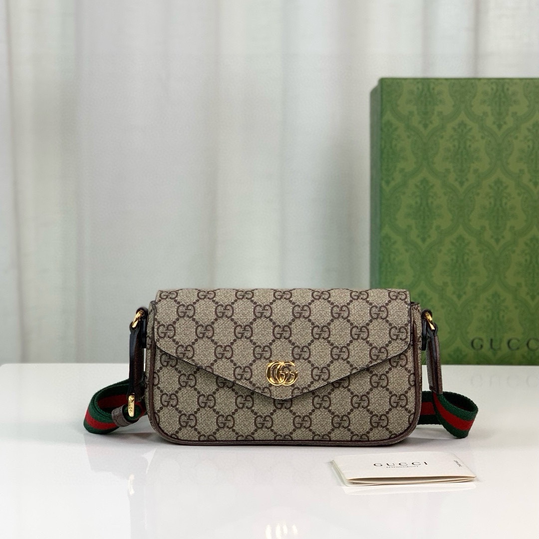 [TOP] GUCCI Ophidia Bag Mini 13X22X4cm - Brown