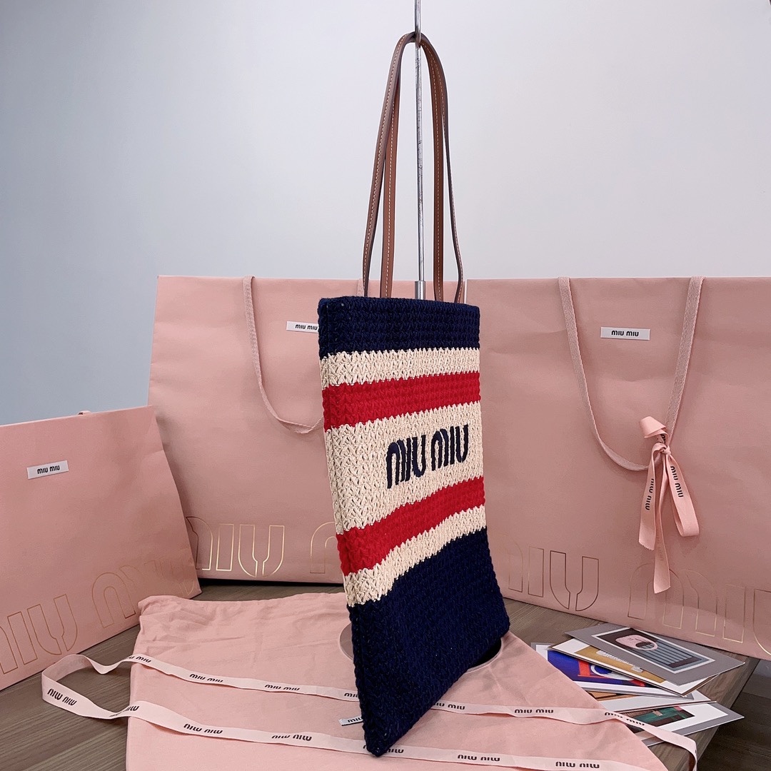 [TOP] Miu Miu Woven Tote Bag 30X38CM