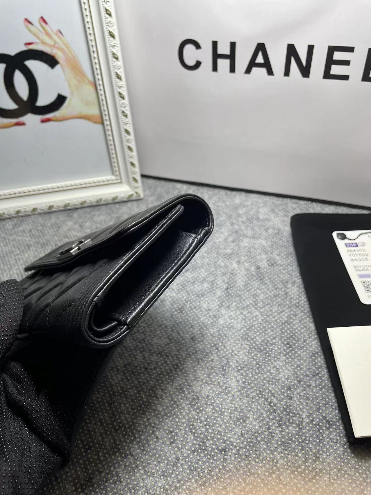 [TOP] CHANEL Le Boy Wallet Lambskin 10.5*15*3cm - Black