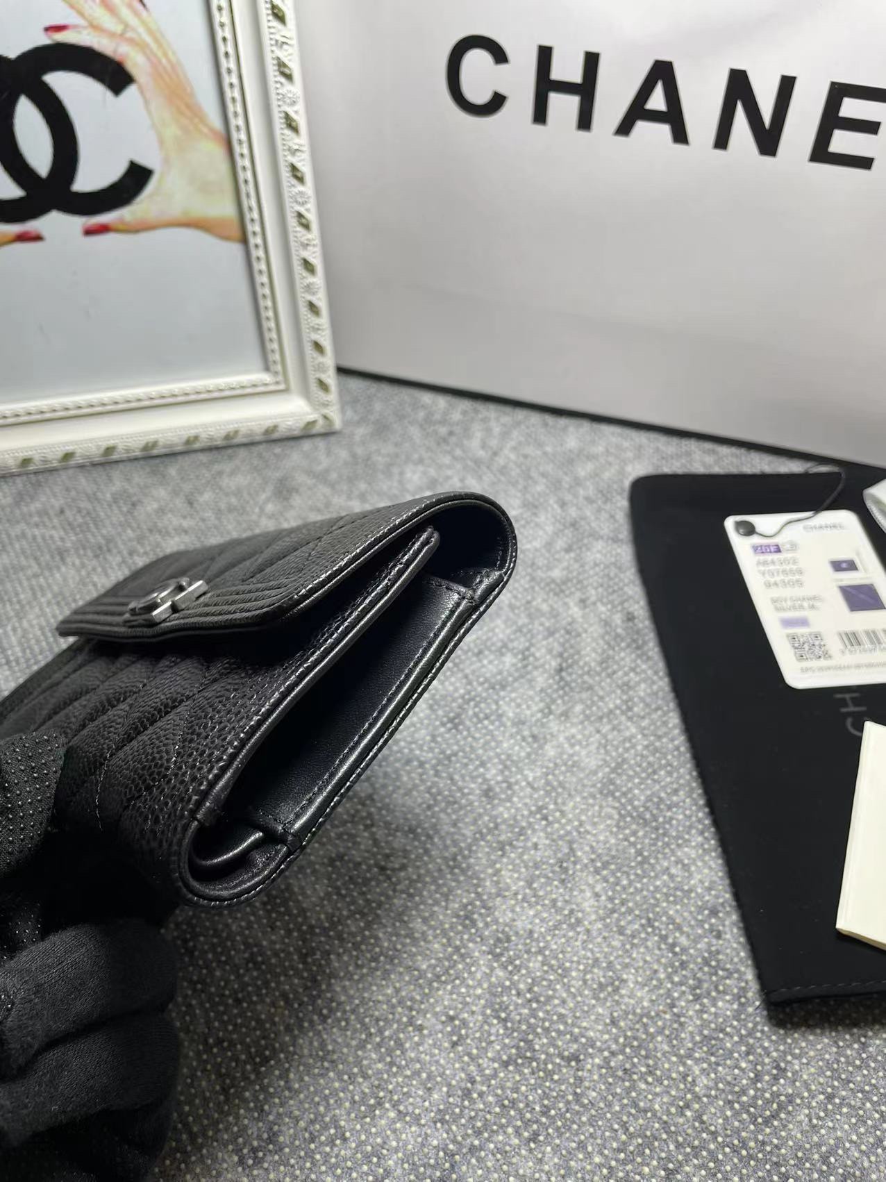 [TOP] CHANEL Le Boy Wallet Cowhide 10.5*15*3cm - Black