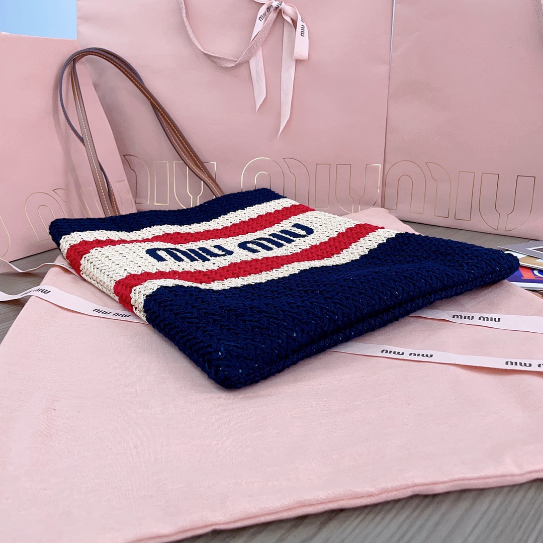 [TOP] Miu Miu Woven Tote Bag 30X38CM
