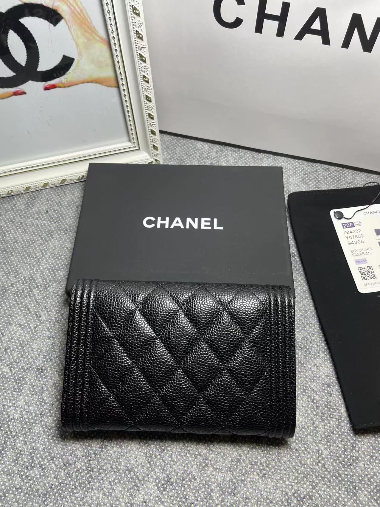 [TOP] CHANEL Le Boy Wallet Cowhide 10.5*15*3cm - Black