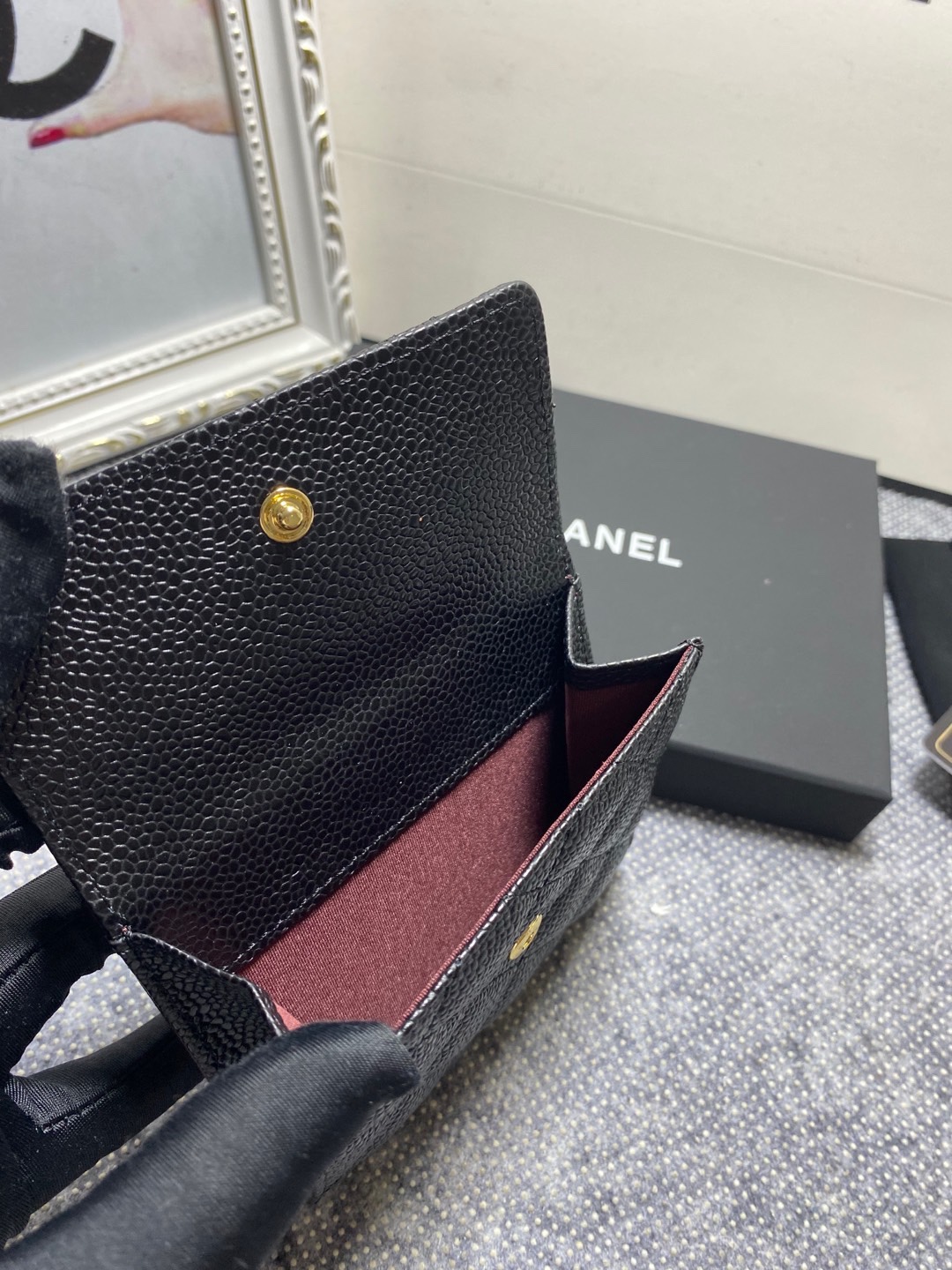 [TOP] CHANEL Wallet Cowhide 11*10*3cm - Black