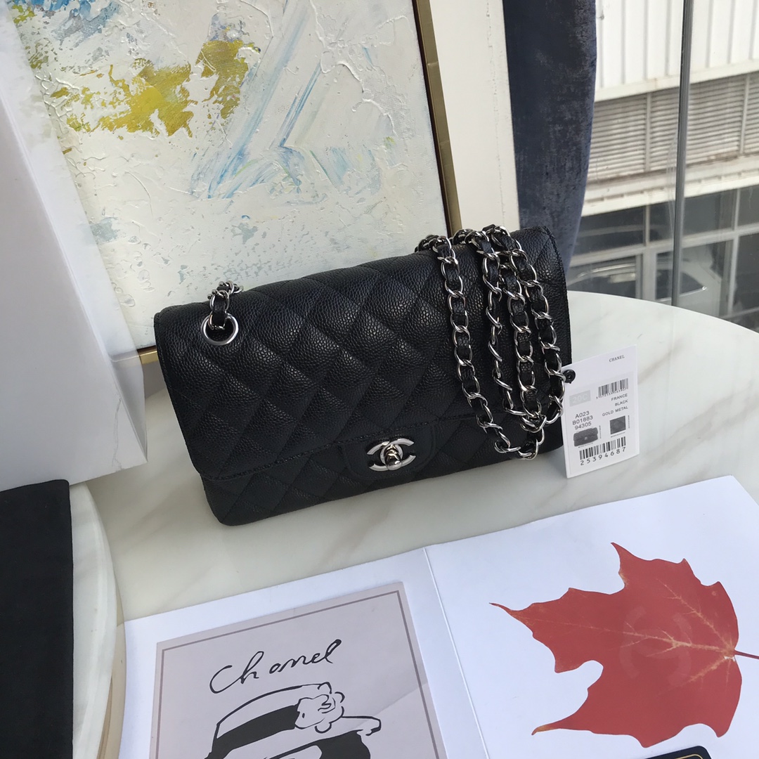 [TOP] CHANEL Handle Flap Bag Small Size 23 x 14 x 7 cm- Black